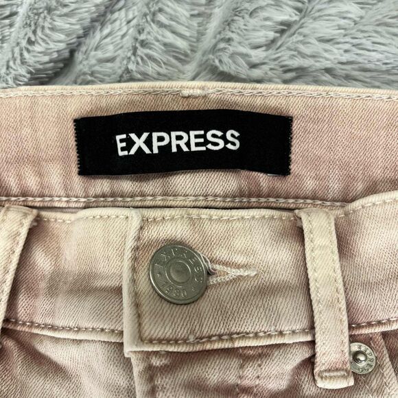 Express Jeans Women 6R High Rise Ankle Legging Skinny Stretch Denim Pink Pastel - Picture 4 of 9